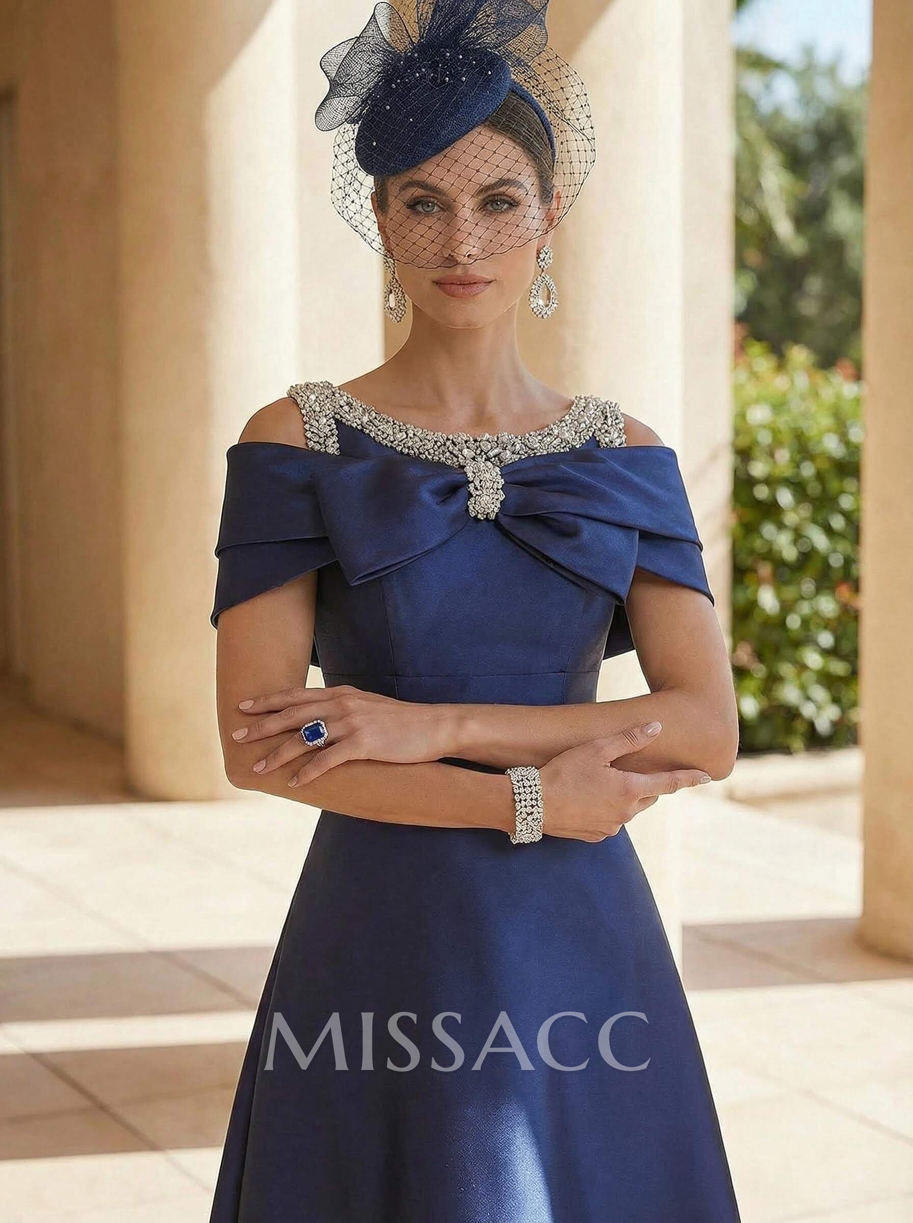 A-Line Sleeveless Tea-Length Satin Cocktail Dresses With Bow(s) A-Line Sleeveless Tea-Length Satin Cocktail Dresses With Bow(s)