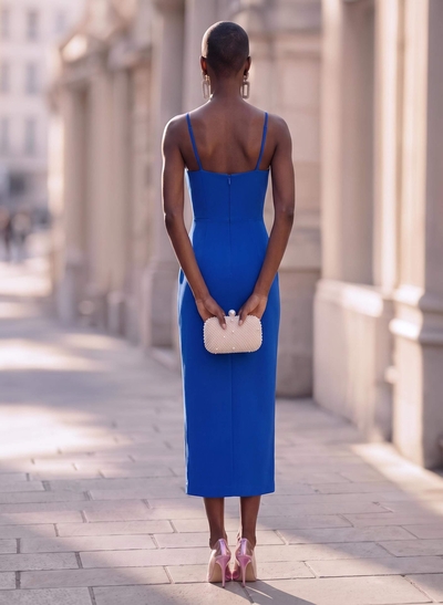 Sheath/Column Asymmetrical Sleeveless Elastic Satin Cocktail Dresses