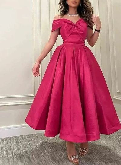 A-Line Off-The-Shoulder Sleeveless Ankle-Length Cocktail Dresses