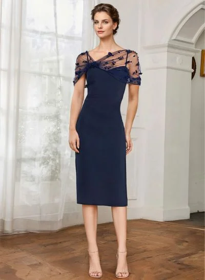 column cocktail dress Lavetir Sheath/Column One-Shoulder Asymmetric Long Sleeves Knee-Length Cocktail Dresses With Ruched 2026