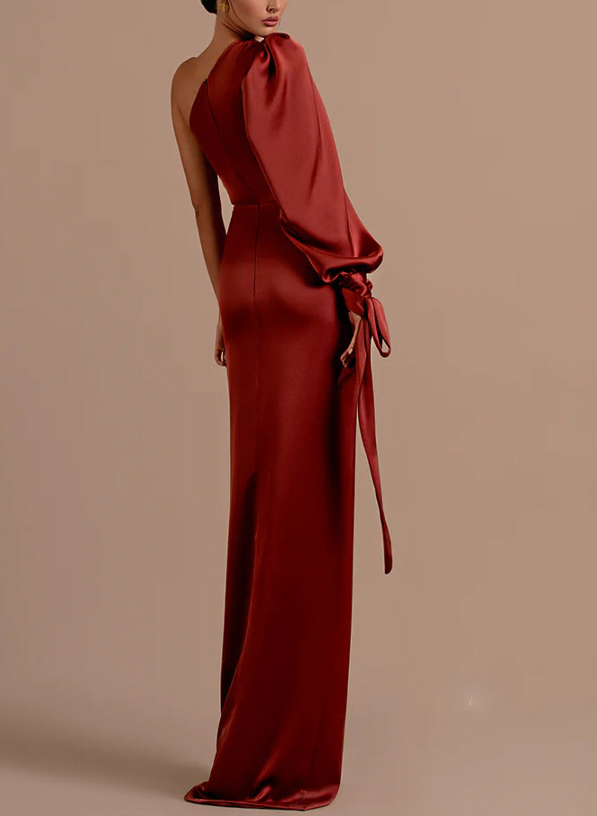 One-Shoulder Long Sleeves Sheath/Column Evening Dresses