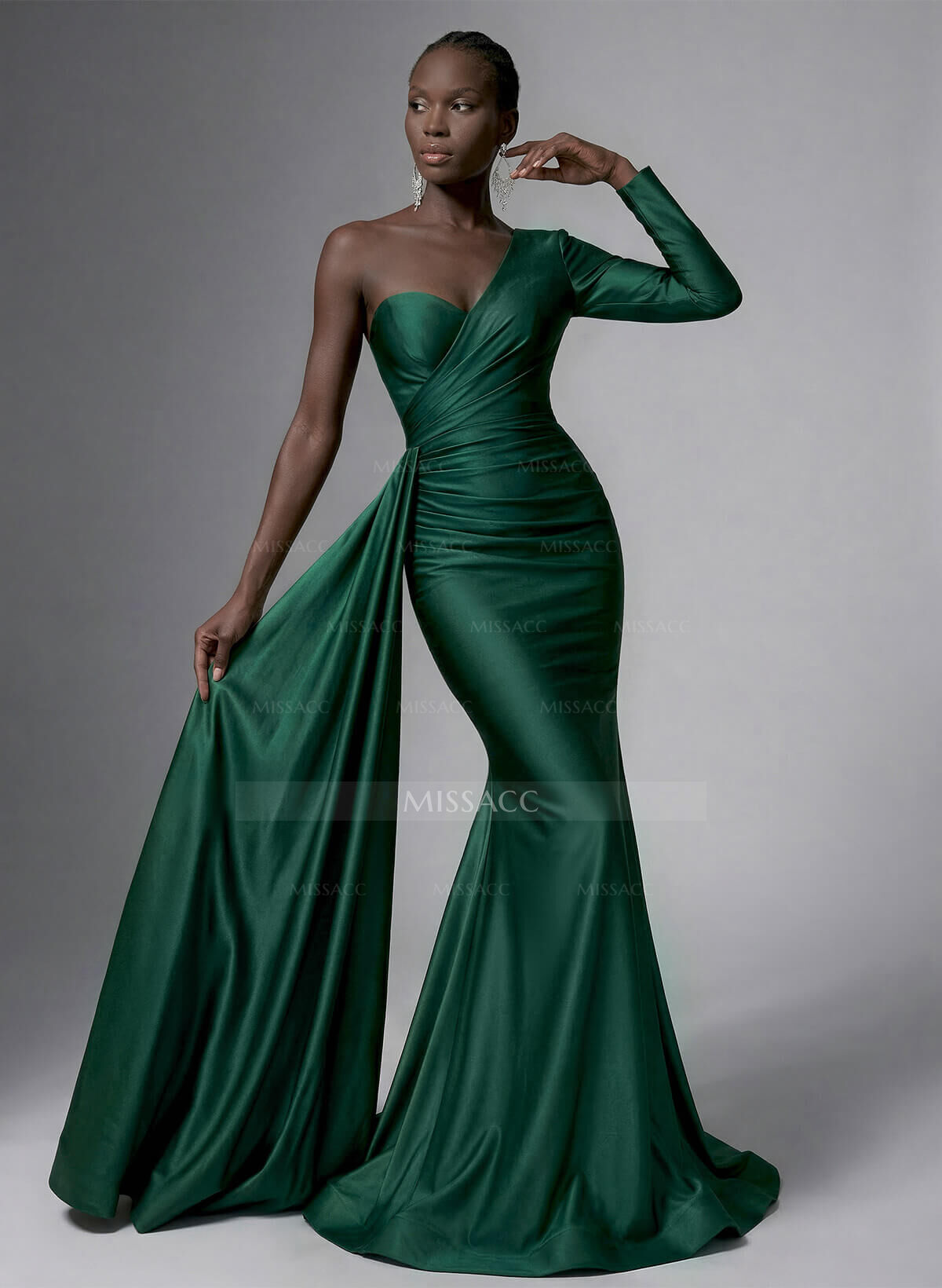 One-Shoulder Long Sleeves Trumpet/Mermaid Evening Dresses