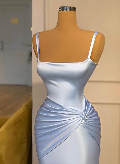 Simple Silk Like Satin Sheath/Column Evening Dresses