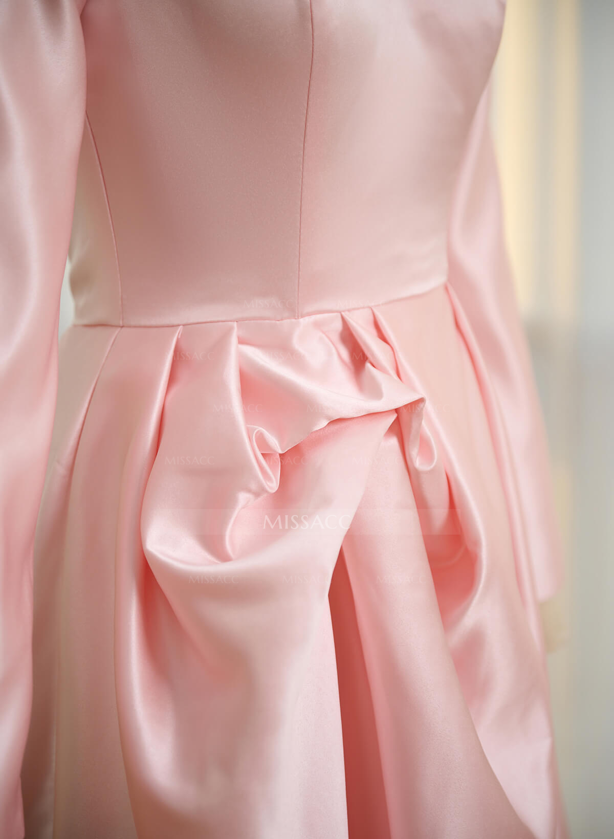 A-Line Off-The-Shoulder Long Sleeves Satin Evening Dresses With Beading