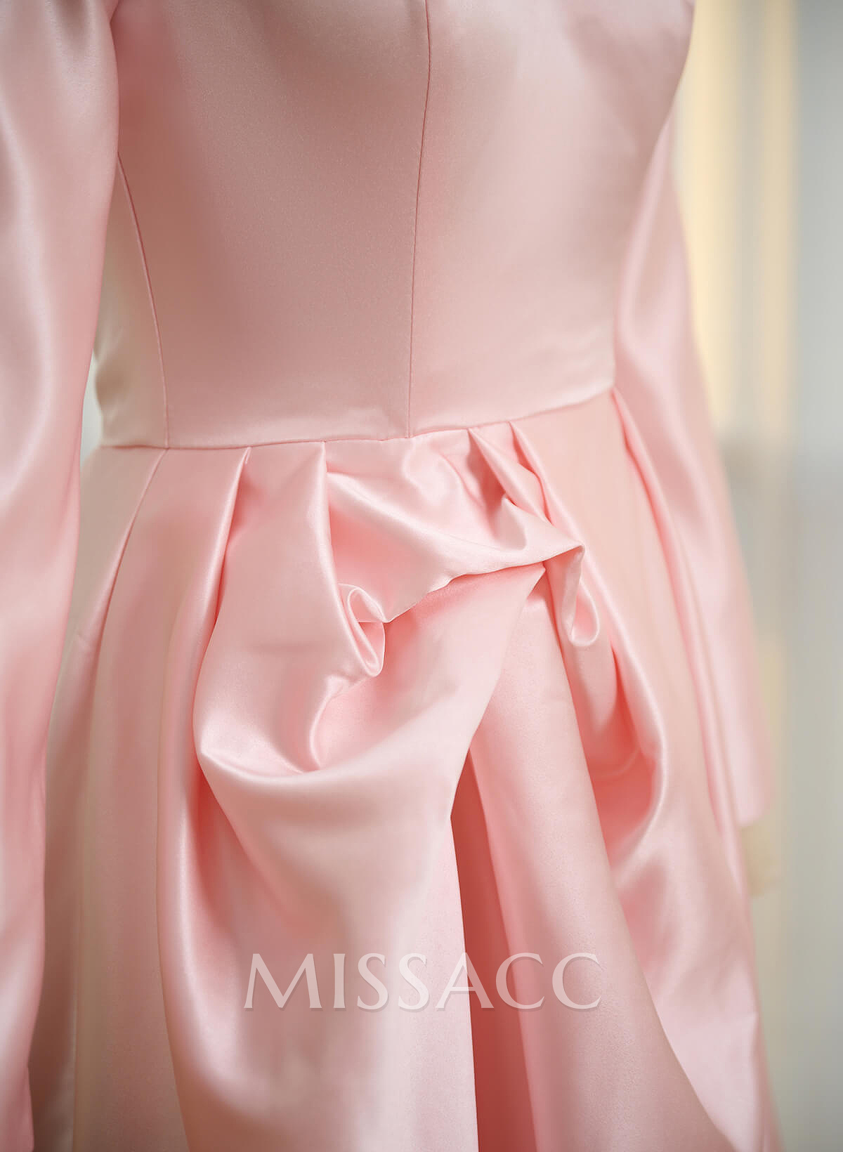 A-Line Off-The-Shoulder Long Sleeves Satin Evening Dresses With Beading A-Line Off-The-Shoulder Long Sleeves Satin Evening Dresses With Beading