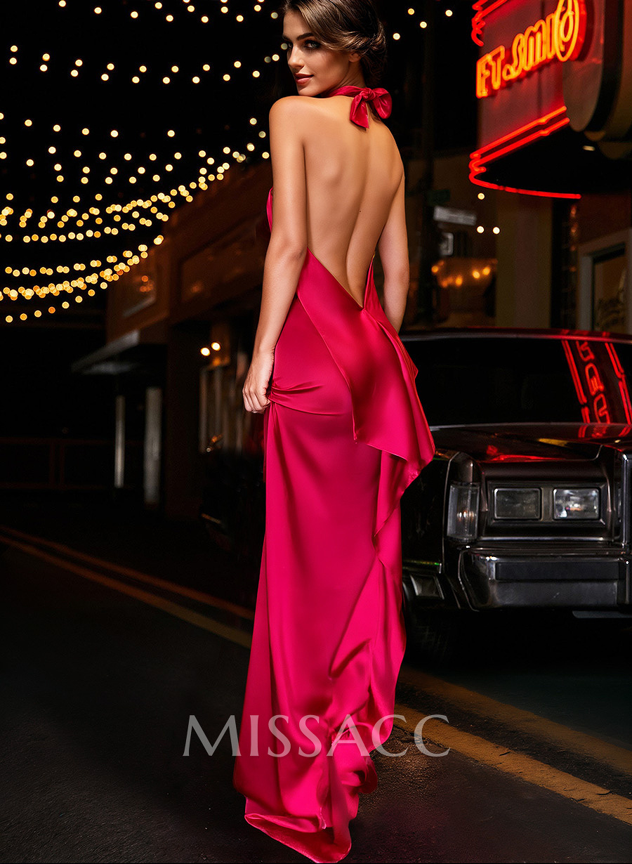 Backless Simple Cascading Ruffles Evening Dresses Backless Simple Cascading Ruffles Evening Dresses