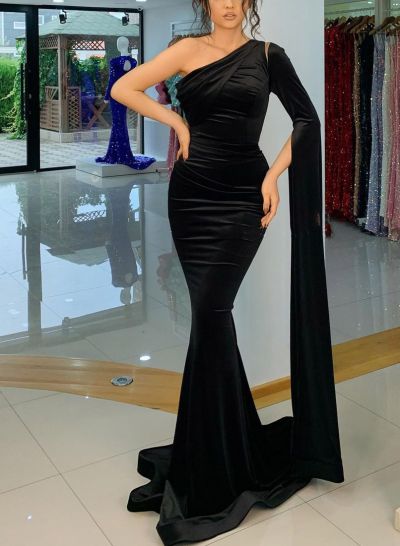 One-Shoulder Velvet Trumpet/Mermaid Evening Dresses