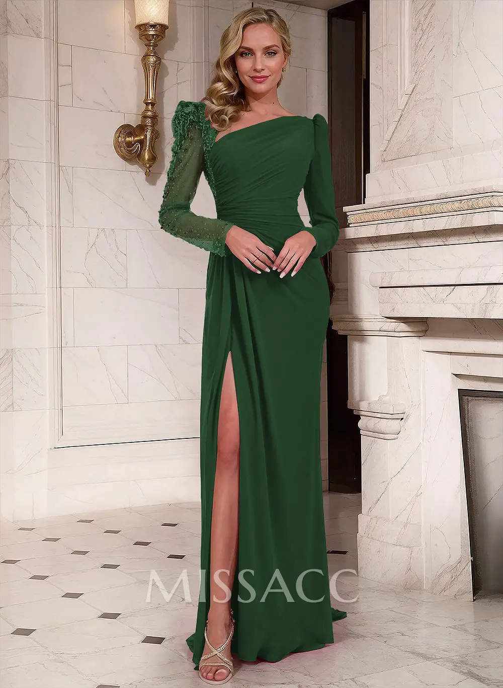 long sleeve evening dress Tuxedo Mermaid Gown With Sleeves In Black, Black / Regular / 20 Fully lined Structure Casual A Line Chiffon V-neck