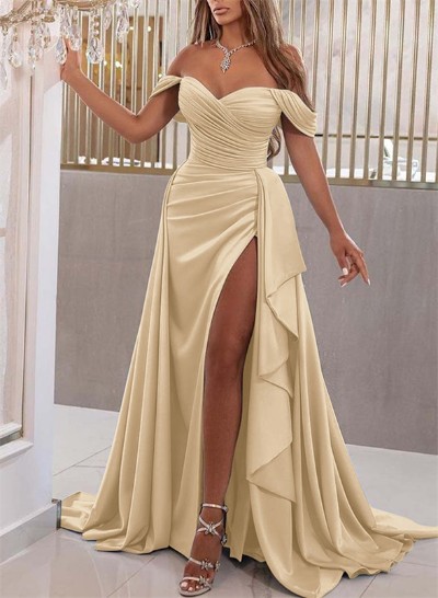 Simple Off-The-Shoulder A-Line Prom Dresses