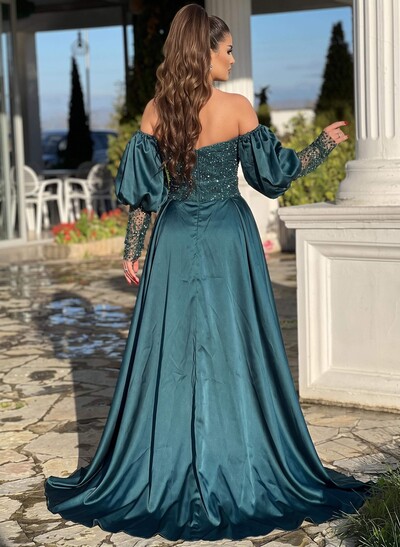 Detachable Sequined Sleeves Trumpet/Mermaid Prom Dresses