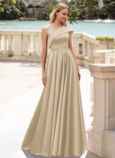 A-Line One-Shoulder Satin Mother Of The Bride Dresses