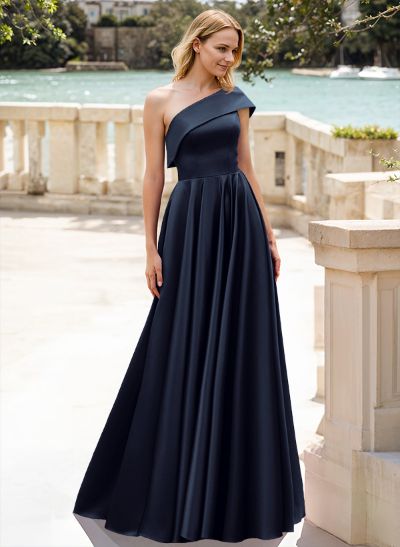 A-Line One-Shoulder Satin Mother Of The Bride Dresses