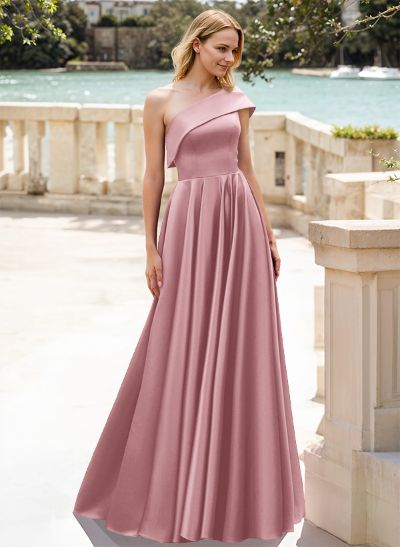 A-Line One-Shoulder Satin Mother Of The Bride Dresses