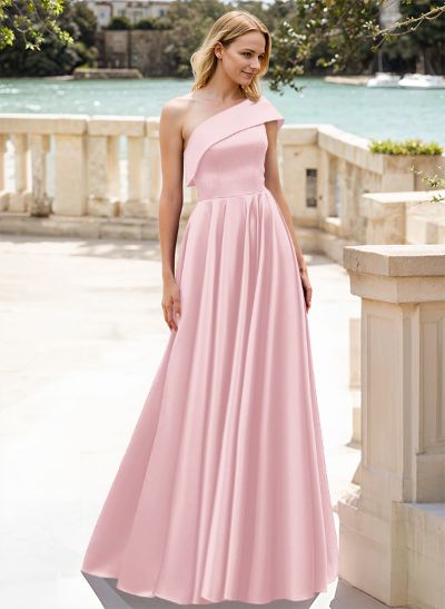 A-Line One-Shoulder Satin Mother Of The Bride Dresses