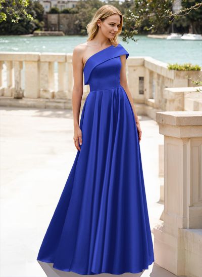 A-Line One-Shoulder Satin Mother Of The Bride Dresses