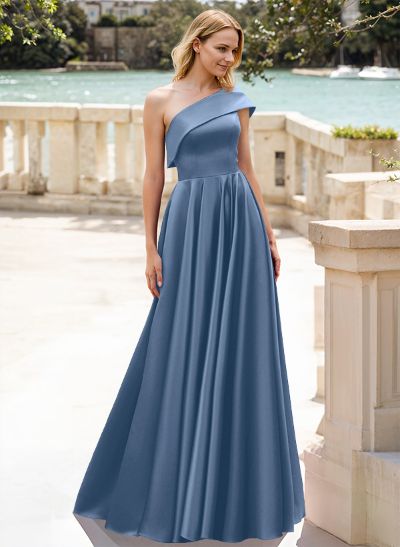 A-Line One-Shoulder Satin Mother Of The Bride Dresses