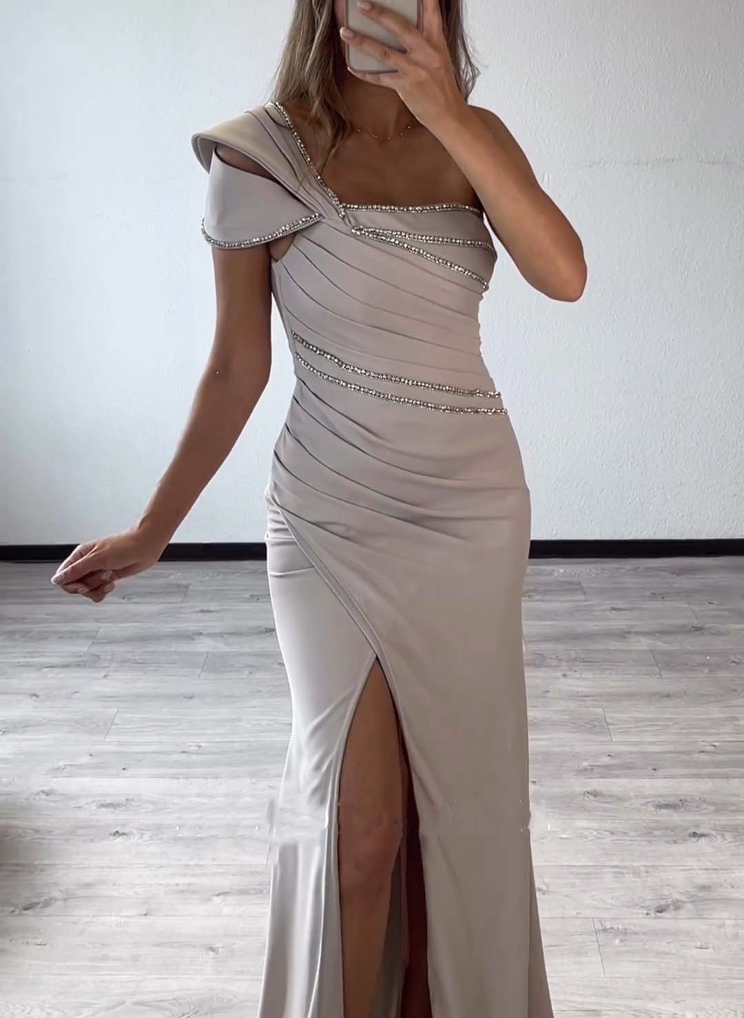 One-Shoulder-Pailletten-Trompeten-/Meerjungfrauen-Abschlussballkleid