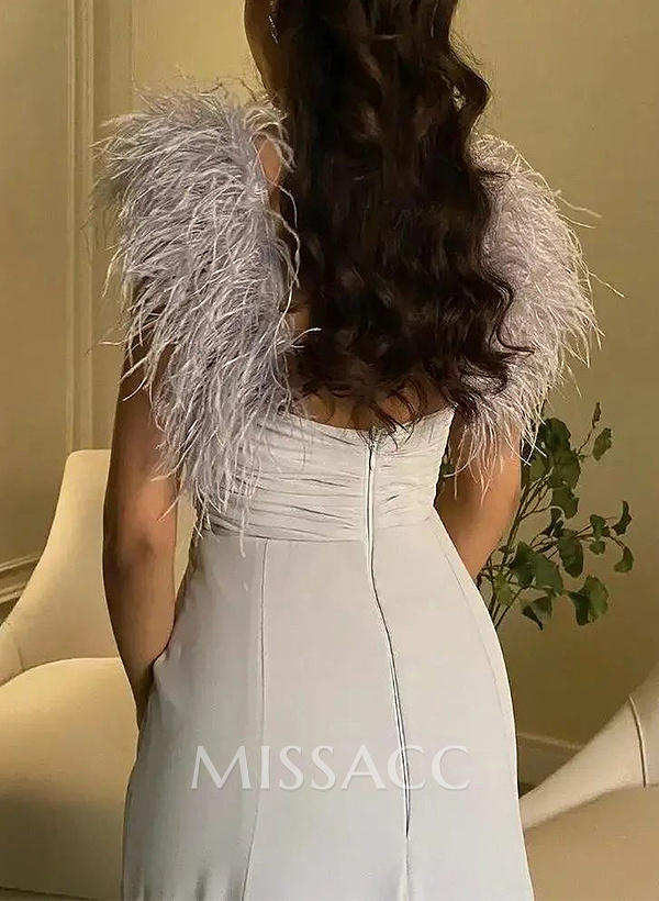 Sheath/Column V-Neck Sleeveless Chiffon Evening Dresses With Split Front Sheath/Column V-Neck Sleeveless Chiffon Evening Dresses With Split Front