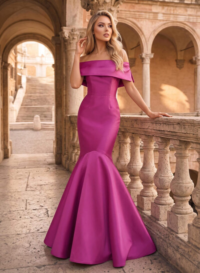 Trumpet/Mermaid Off-The-Shoulder Sleeveless Satin Evening Gowns