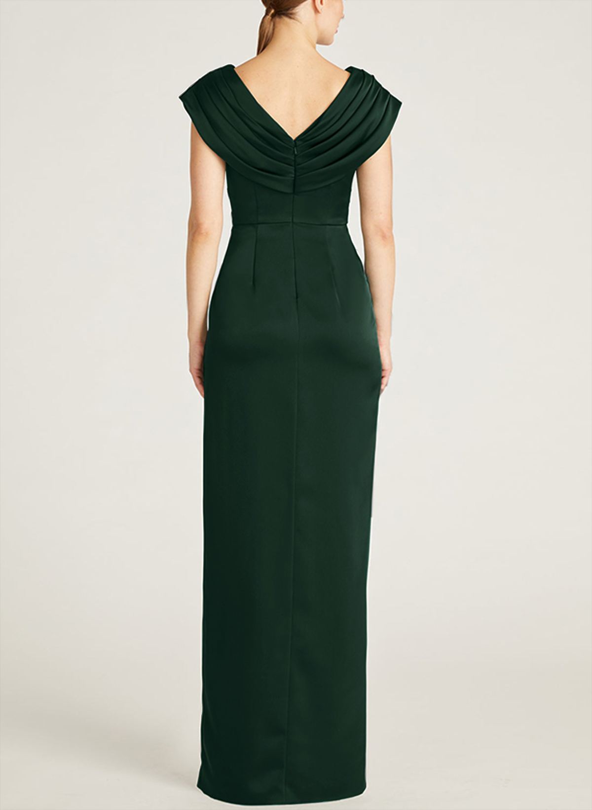 Sheath/Column V-Neck Sleeveless Crepe Satin Evening Dresses With Pleated