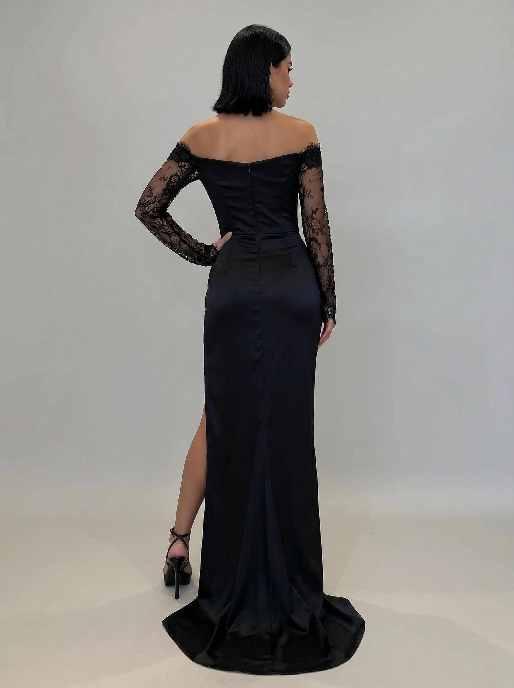 Long Sleeves Off-The-Shoulder Lace Evening Dresses Long Sleeves Off-The-Shoulder Lace Evening Dresses