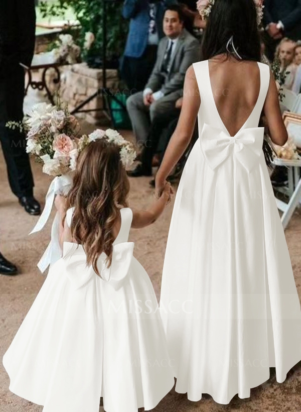 Scoop Neck Half Sleeve Floor-length Dress With Bow Wisteria main image 1