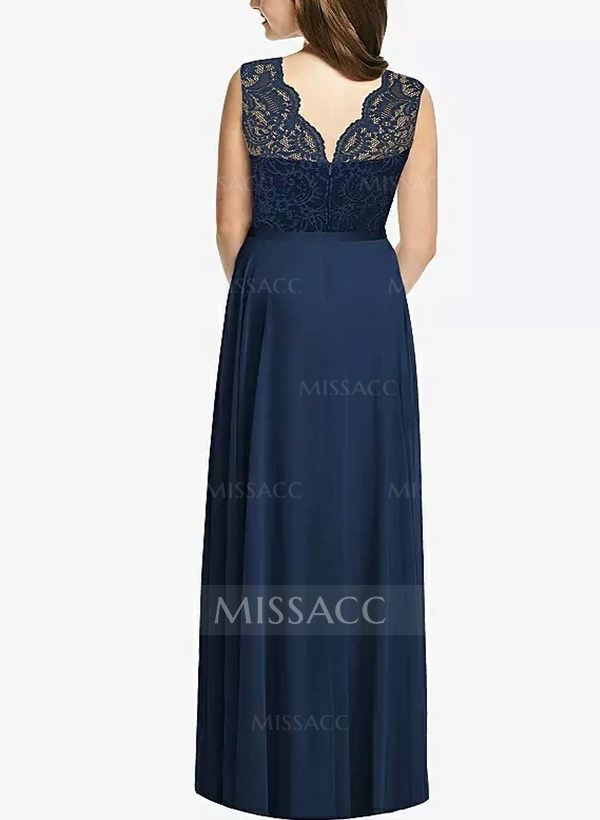 A-Line V-Neck Sleeveless Chiffon Junior Bridesmaid Dresses With Lace