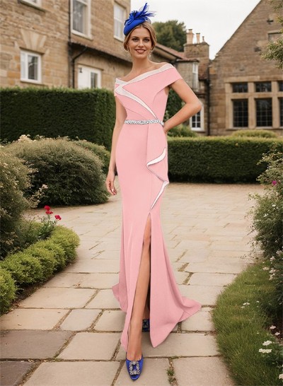 Trumpet/Mermaid Asymmetrical Elastic Satin Mother Of The Bride Dresses With Sash