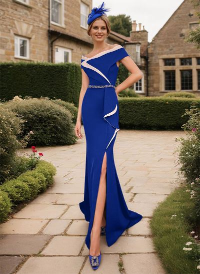 Trumpet/Mermaid Asymmetrical Elastic Satin Mother Of The Bride Dresses With Sash