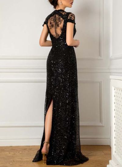 Sequined Lace V-Neck Mother Of The Bride Dresses