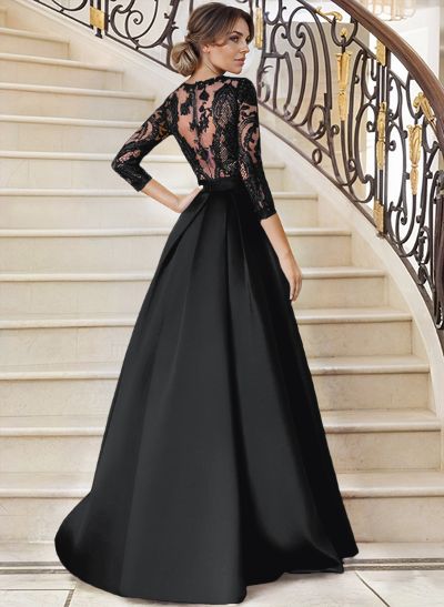 Lace V-Neck Sleeves A-Line Satin Mother Of The Bride Dresses