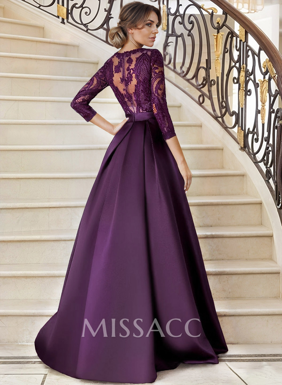 Lace V-Neck Sleeves A-Line Satin Mother Of The Bride Dresses Lace V-Neck Sleeves A-Line Satin Mother Of The Bride Dresses
