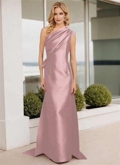 Sheath/Column One-Shoulder Sleeveless Satin Mother Of The Bride Dresses