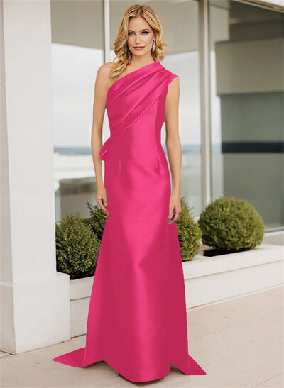 Sheath/Column One-Shoulder Sleeveless Satin Mother Of The Bride Dresses