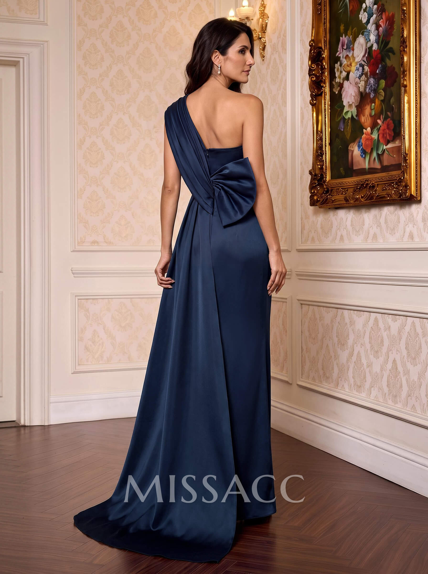 Sheath/Column One-Shoulder Sleeveless Satin Mother Of The Bride Dresses