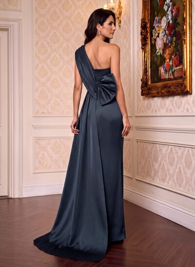 One-Shoulder Sleeveless Satin Column Mother Of The Bride Dresses