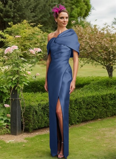 Sheath/Column One-Shoulder Satin Mother Of The Bride Dresses With Split Front