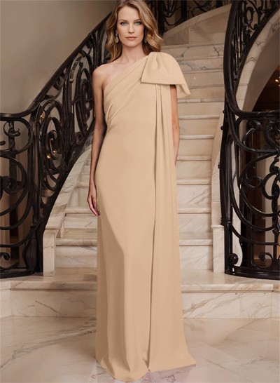 Sheath/Column One-Shoulder Elastic Satin Mother Of The Bride Dresses With Bow(s)