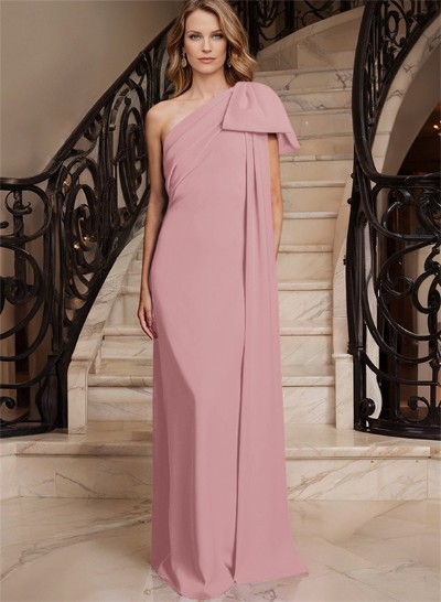 Sheath/Column One-Shoulder Elastic Satin Mother Of The Bride Dresses With Bow(s)