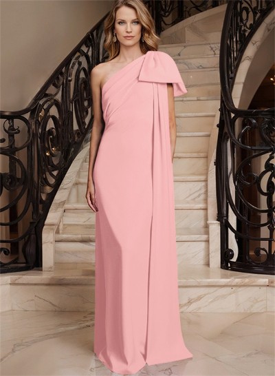 Sheath/Column One-Shoulder Elastic Satin Mother Of The Bride Dresses With Bow(s)