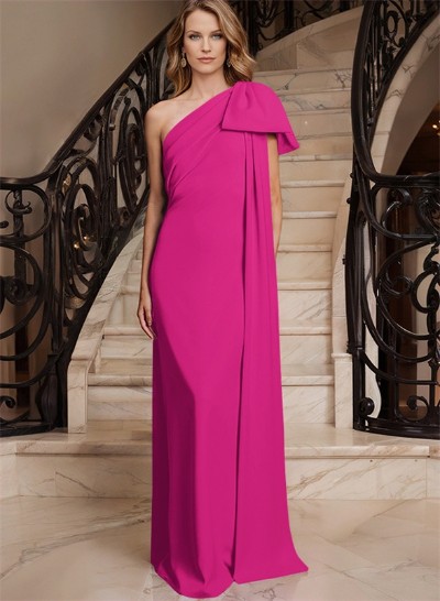 Sheath/Column One-Shoulder Elastic Satin Mother Of The Bride Dresses With Bow(s)