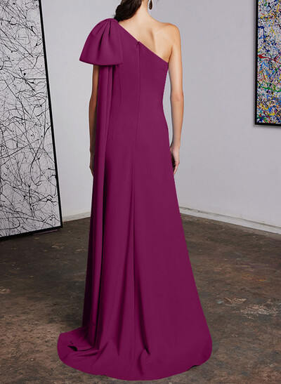 Sheath/Column One-Shoulder Elastic Satin Mother Of The Bride Dresses With Bow(s)