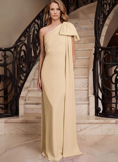 Sheath/Column One-Shoulder Elastic Satin Mother Of The Bride Dresses With Bow(s)
