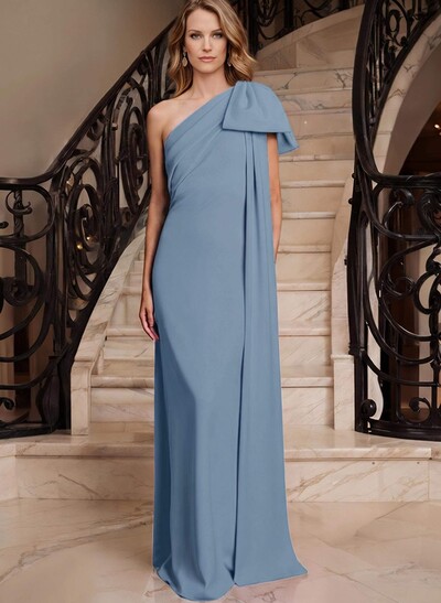 Sheath/Column One-Shoulder Elastic Satin Mother Of The Bride Dresses With Bow(s)