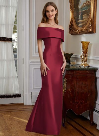 Sheath/Column Off-The-Shoulder Sleeveless Satin Mother Of The Bride Dresses