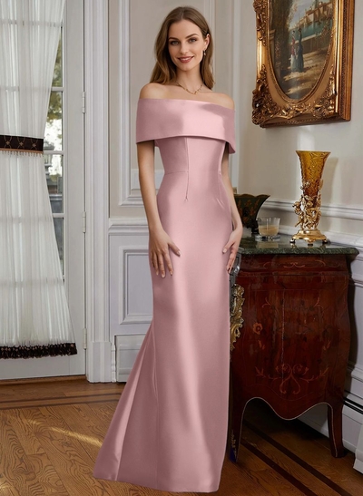 Sheath/Column Off-The-Shoulder Sleeveless Satin Mother Of The Bride Dresses