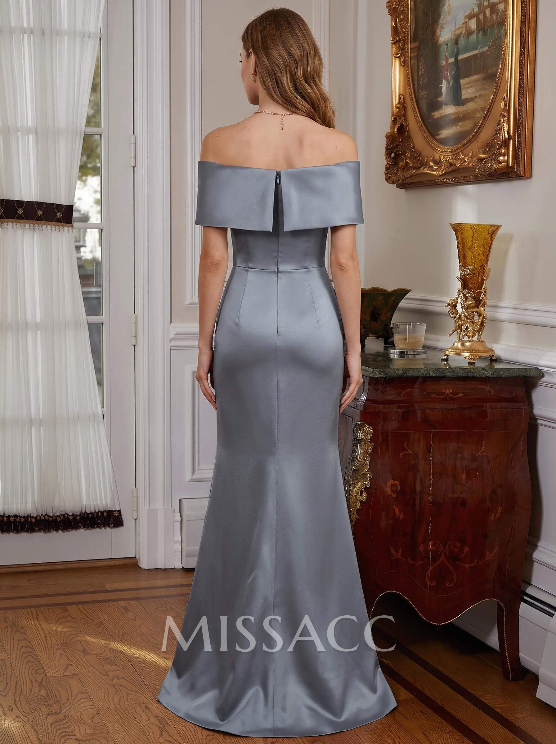 Sheath/Column Off-The-Shoulder Sleeveless Satin Mother Of The Bride Dresses