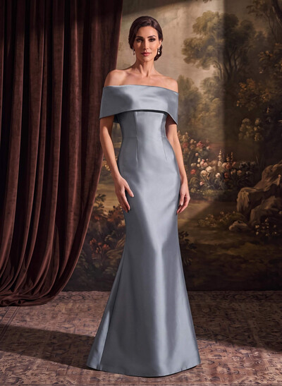 Sheath/Column Off-The-Shoulder Sleeveless Satin Mother Of The Bride Dresses