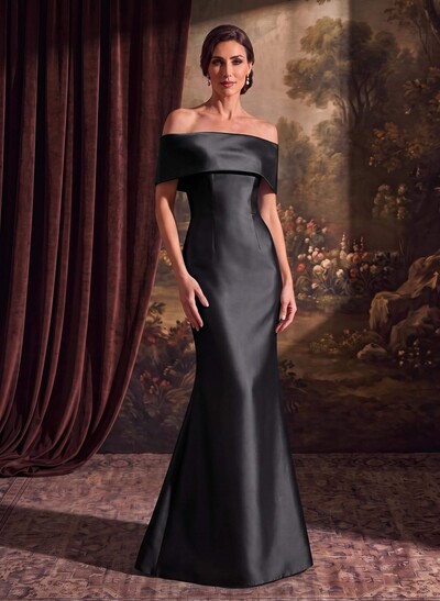 Sheath/Column Off-The-Shoulder Sleeveless Satin Mother Of The Bride Dresses