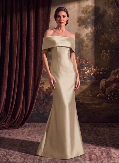 Sheath/Column Off-The-Shoulder Sleeveless Satin Mother Of The Bride Dresses